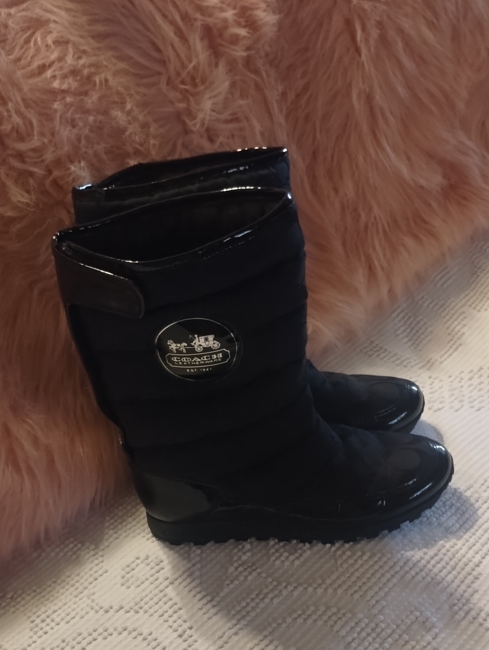 Coach Black Quilted Mid-Calf Women's Winter Boots